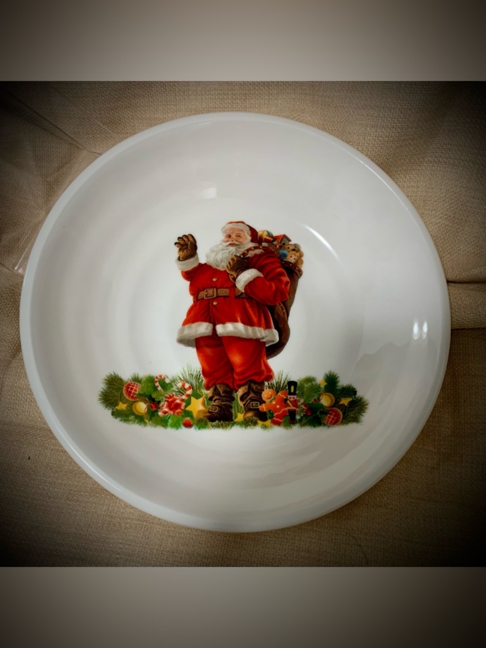 🎄Vintage Ceramica Cuore Italy Santa Claus Christmas Soup Pasta Bowl